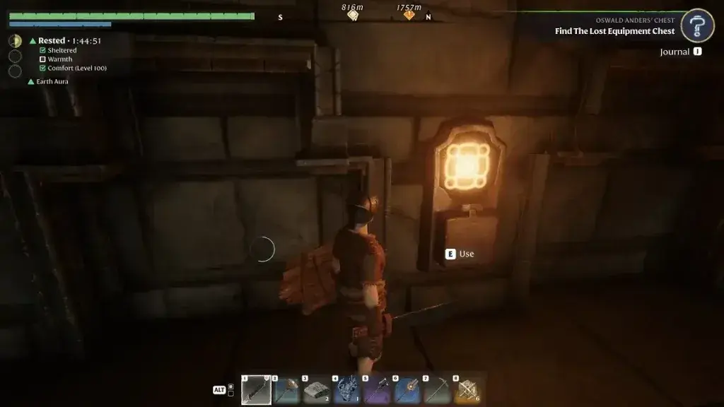Upper button beside the climbable structure